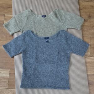 GAP Knit Sweater Duo in Gray and Tan Pack Of 2